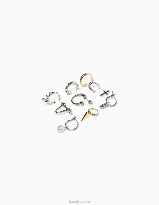 Silber Bershka Männer 10er-Pack Creolen H00J3671