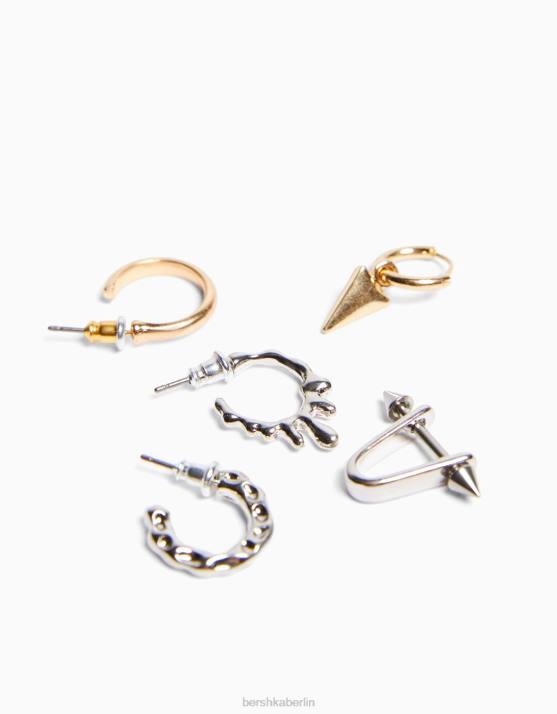 Silber Bershka Männer 10er-Pack Creolen H00J3671