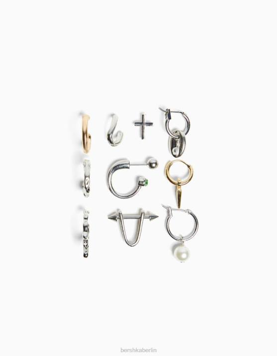 Silber Bershka Männer 10er-Pack Creolen H00J3671