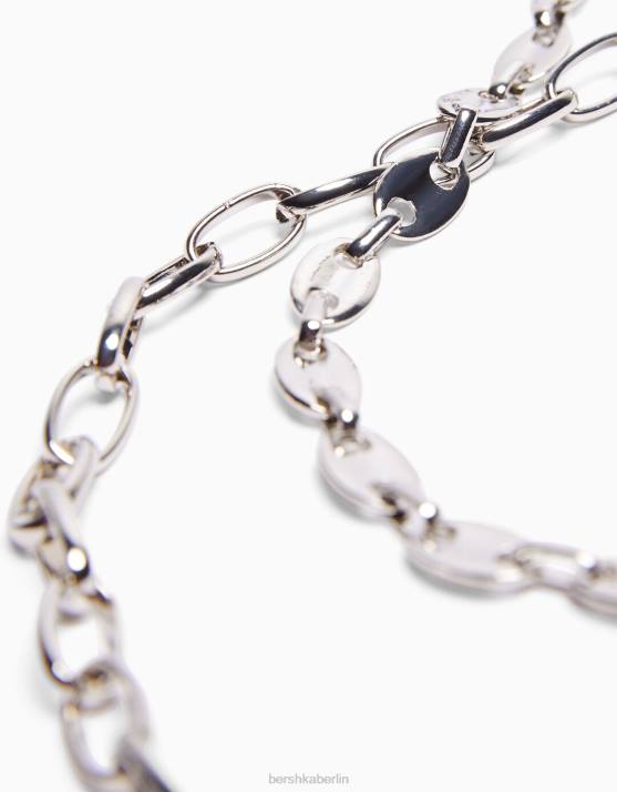 Silber Bershka Männer 2er-Pack Kettenhalsketten H00J3663