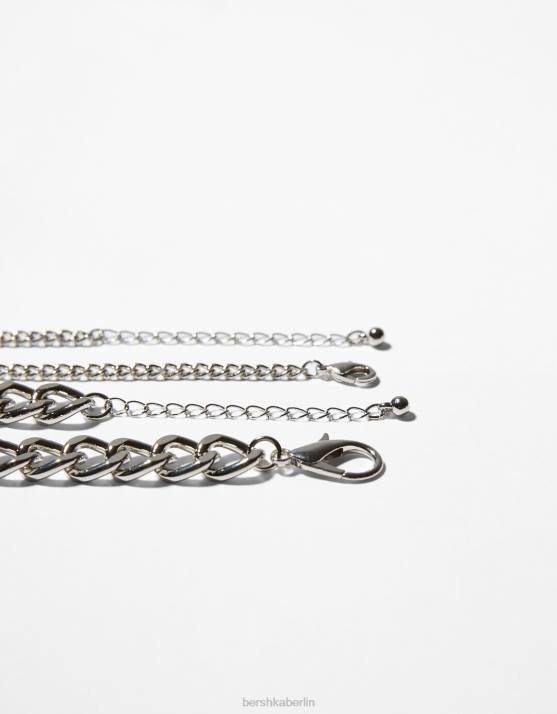 Silber Bershka Männer Kreuz Halskette H00J3682