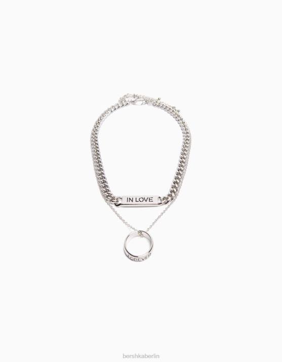 Silber Bershka Männer Packen Sie 2 Ringketten H00J3680