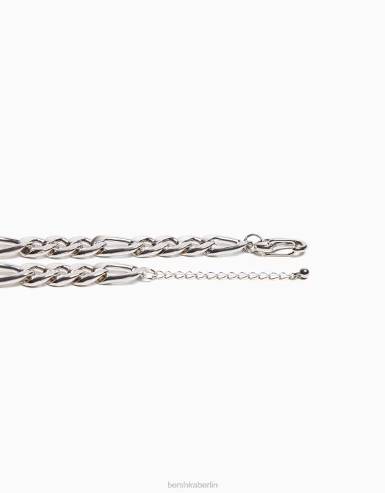 Silber Bershka Männer Piercing-Halskette H00J3692