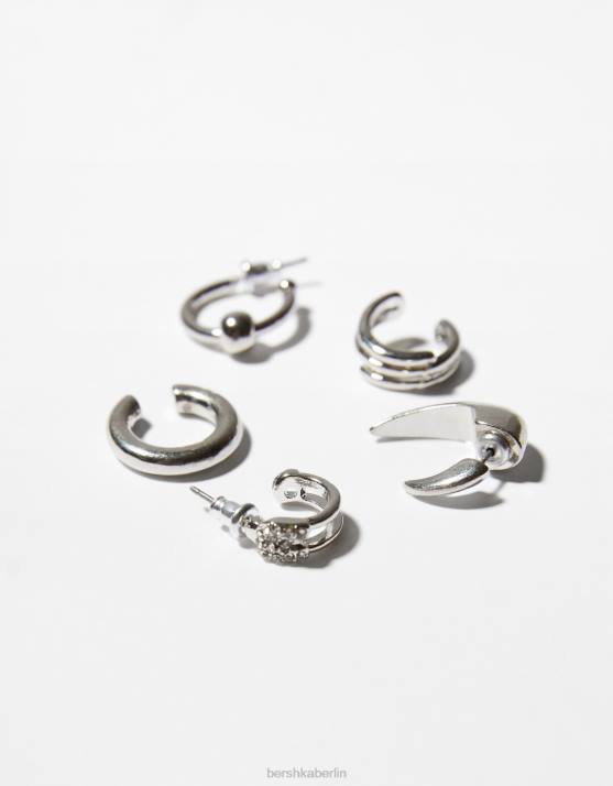 Silber Bershka Männer Set mit 10 Ohrringen H00J3669