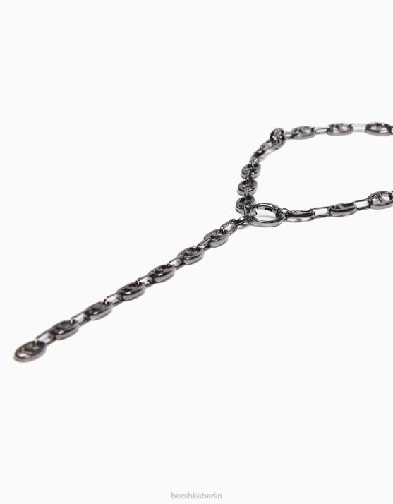 Silber Bershka Männer lange Halskette H00J3685