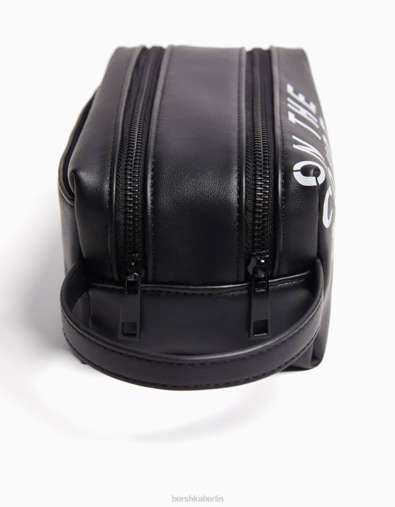 Schwarz Bershka Männer Kosmetiktasche mit Schriftzug H00J3584