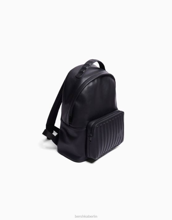 Schwarz Bershka Männer Rucksack aus Kunstleder H00J3588
