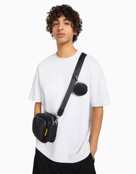 Schwarz Bershka Männer Umhängetasche H00J3601