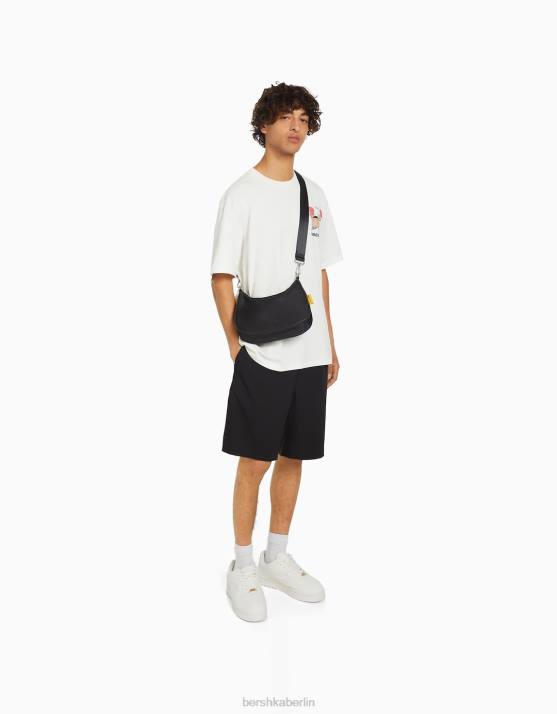 Schwarz Bershka Männer Umhängetasche mit Riemen H00J3589