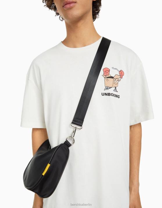 Schwarz Bershka Männer Umhängetasche mit Riemen H00J3589