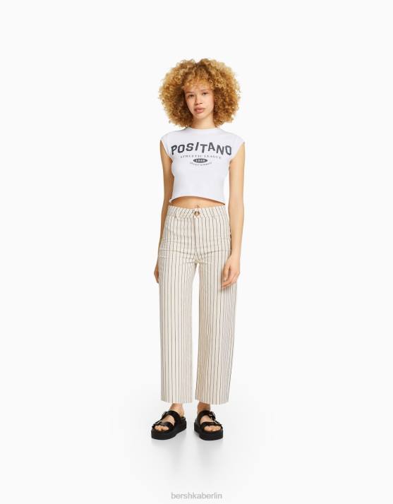 Creme Bershka unisex Culottes aus Baumwolle H00J3909