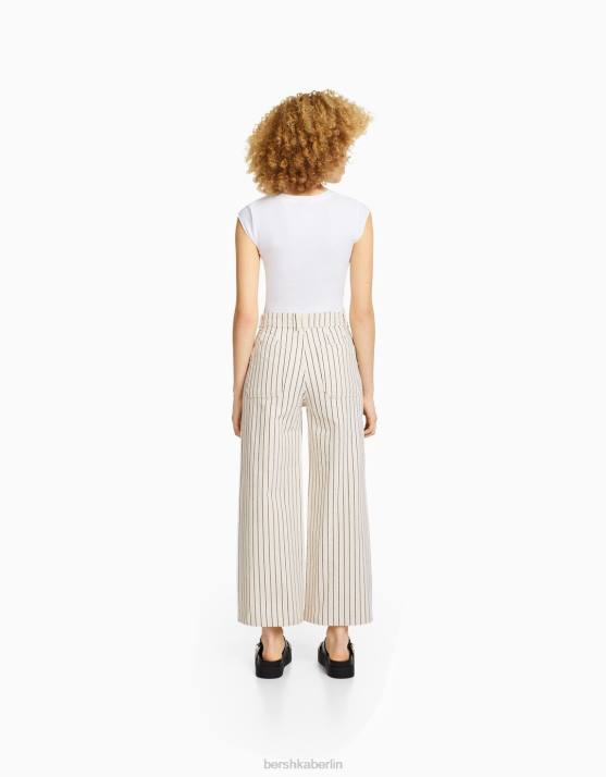 Creme Bershka unisex Culottes aus Baumwolle H00J3909