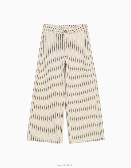 Creme Bershka unisex Culottes aus Baumwolle H00J3909