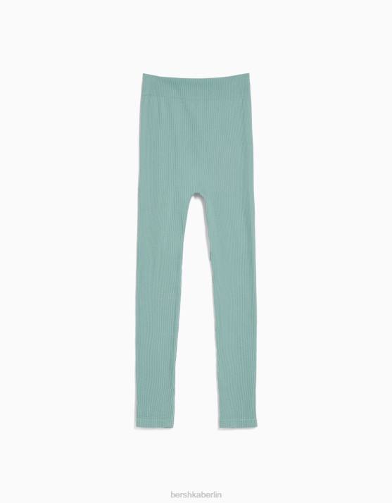 Grün Bershka unisex Nahtlose gerippte Leggings H00J3904