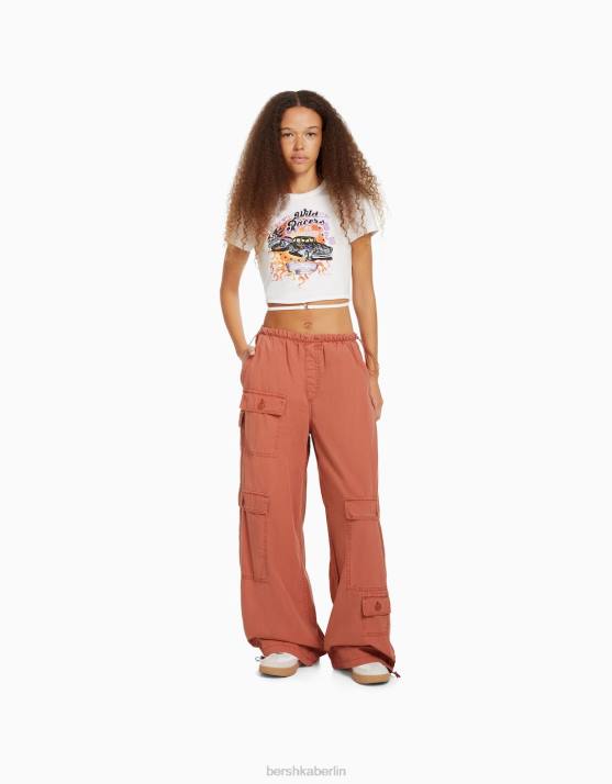 Rosa Bershka unisex Cargo-Fallschirmhose H00J3900