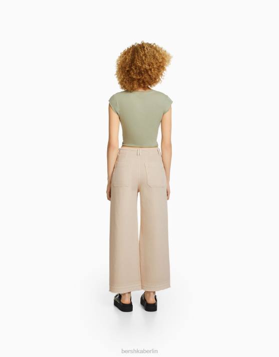 Sand Bershka unisex Culottes aus Baumwolle H00J3907