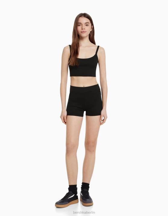 Schwarz Bershka unisex Culotte-Shorts H00J3883