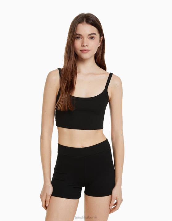 Schwarz Bershka unisex Culotte-Shorts H00J3883