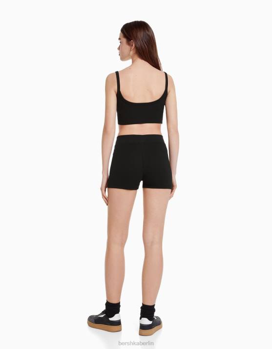 Schwarz Bershka unisex Culotte-Shorts H00J3883