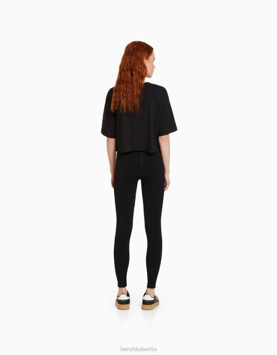 Schwarz Bershka unisex Nahtlose Push-up-Leggings H00J3899