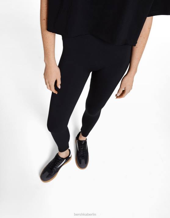 Schwarz Bershka unisex Nahtlose Push-up-Leggings H00J3899