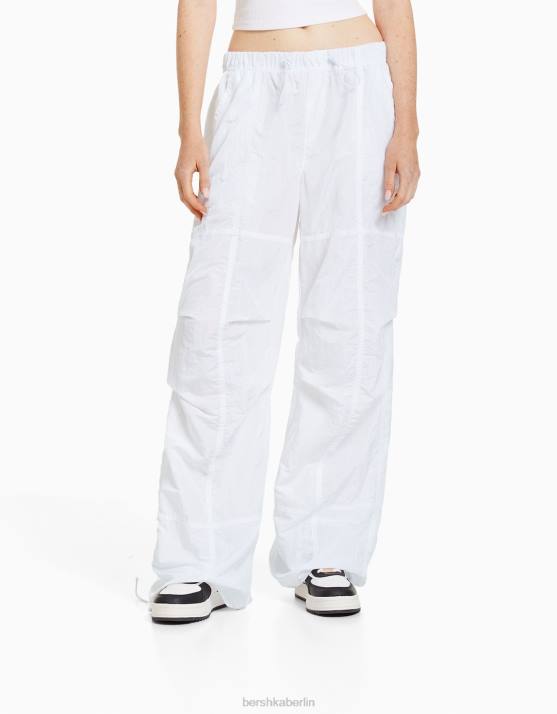 Weiss Bershka unisex Nylon-Fallschirmhose H00J3893