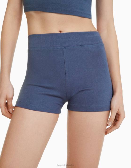 blau verwaschen Bershka unisex Culotte-Shorts H00J3882