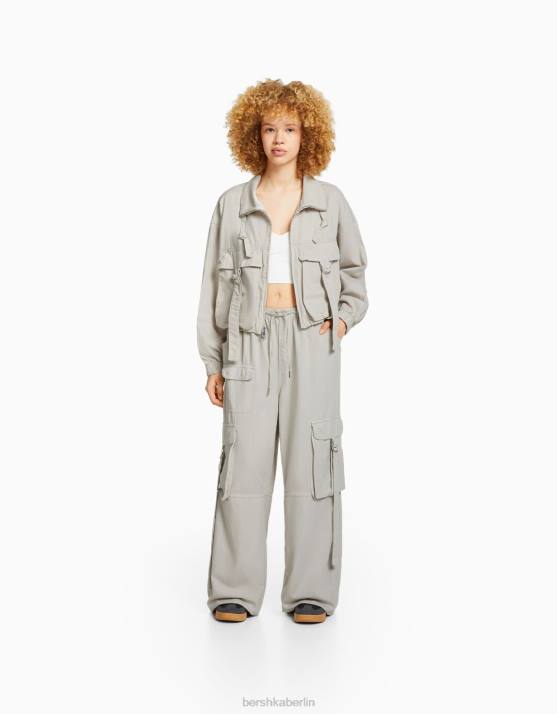 grau Bershka unisex Rustikale Oktopus-Cargohose H00J3888