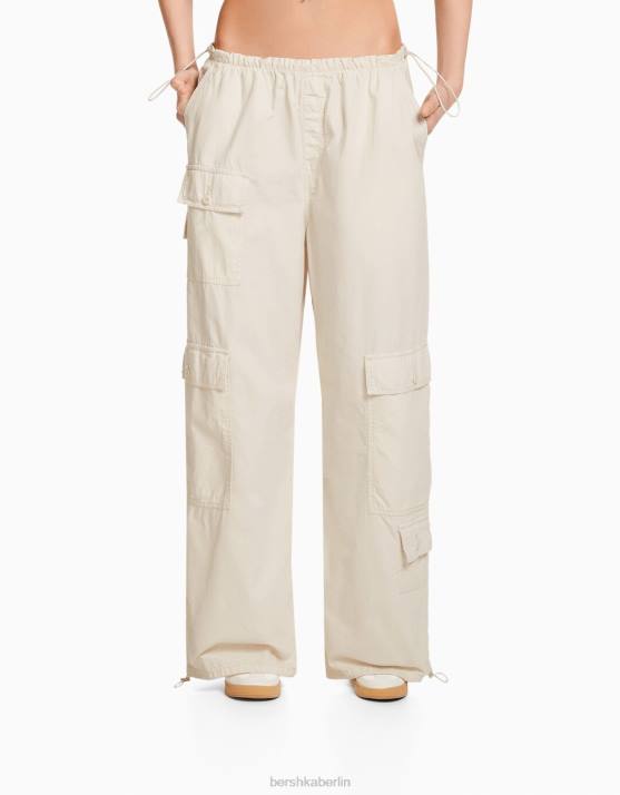 nicht-gerade weiss Bershka unisex Cargo-Fallschirmhose H00J3901