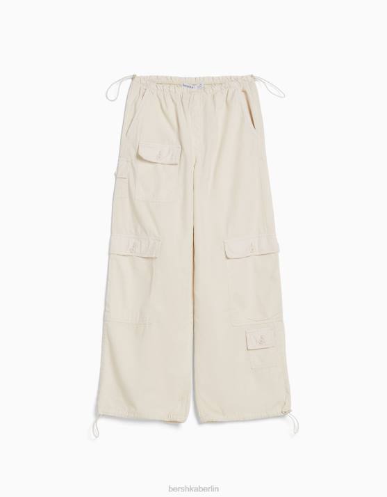 nicht-gerade weiss Bershka unisex Cargo-Fallschirmhose H00J3901