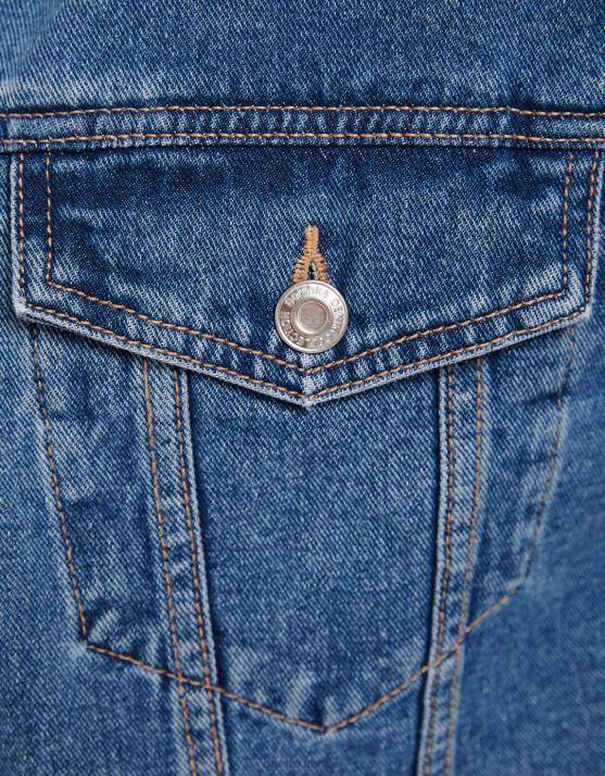 Blau Bershka unisex kurze Jeansjacke H00J4152