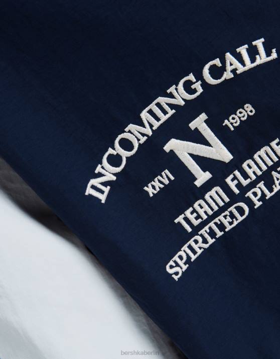 Marine Bershka unisex Nylonjacke mit Kontraststreifen H00J4154