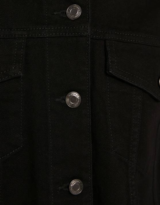 Schwarz Bershka unisex kurze Jeansjacke H00J4153