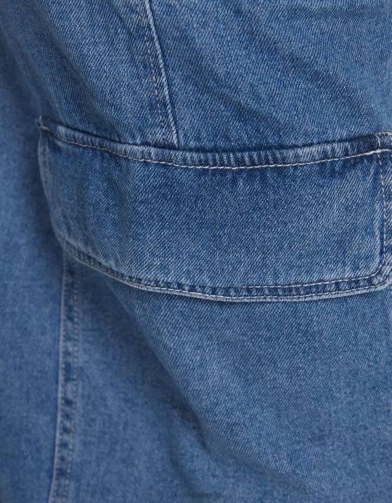 Blau Bershka unisex Gerade geschnittene Cargo-Jeans H00J3992