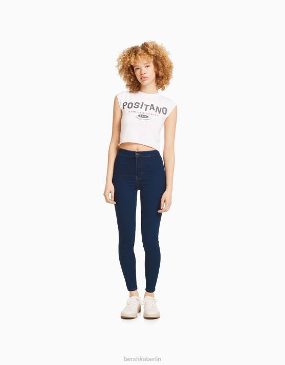 Blau Bershka unisex Jeans-Leggings mit superhohem Bund H00J3934