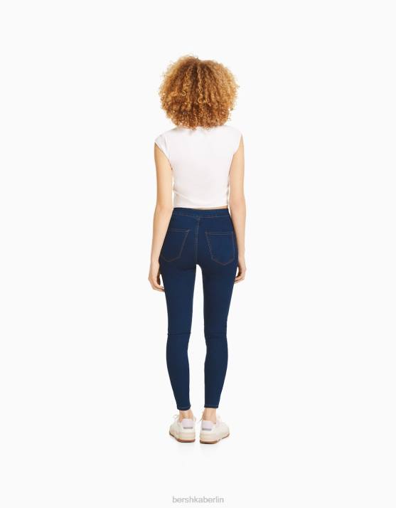 Blau Bershka unisex Jeans-Leggings mit superhohem Bund H00J3934