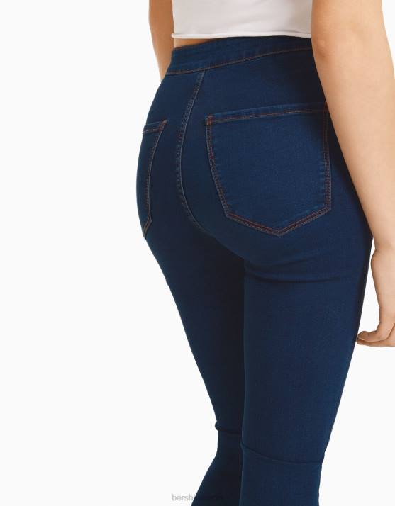 Blau Bershka unisex Jeans-Leggings mit superhohem Bund H00J3934