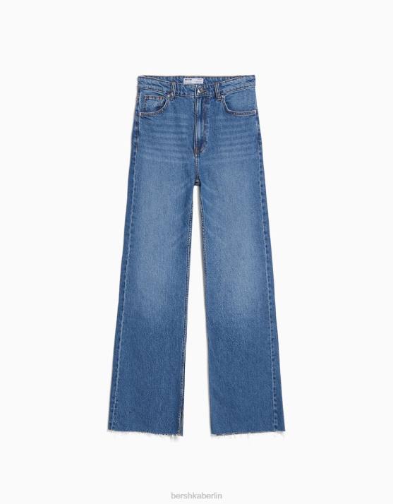 Blau Bershka unisex Komfortjeans mit Seitenschlitz H00J3994