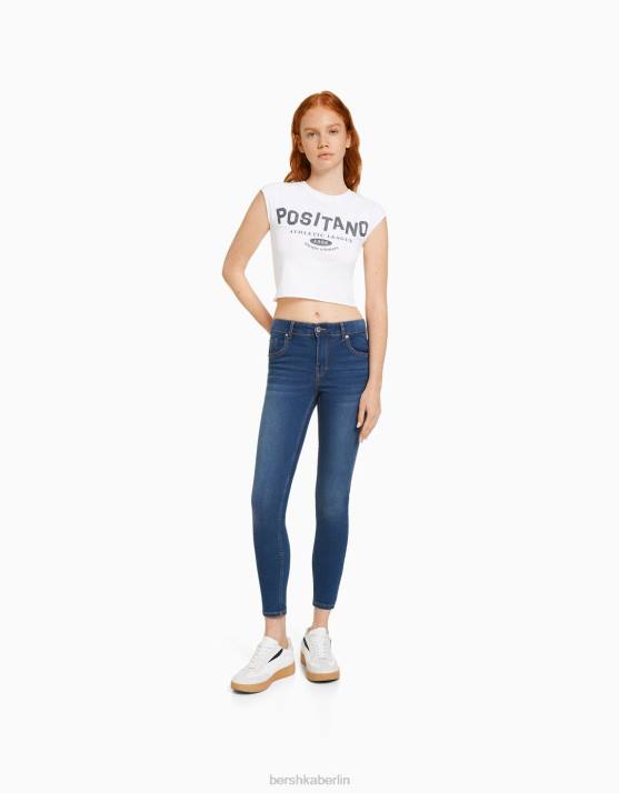 Blau Bershka unisex Push-up-Röhrenjeans H00J3971