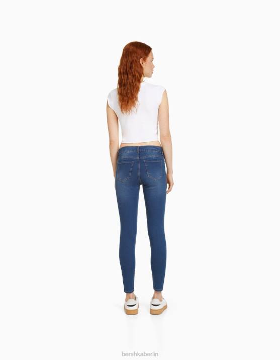 Blau Bershka unisex Push-up-Röhrenjeans H00J3971