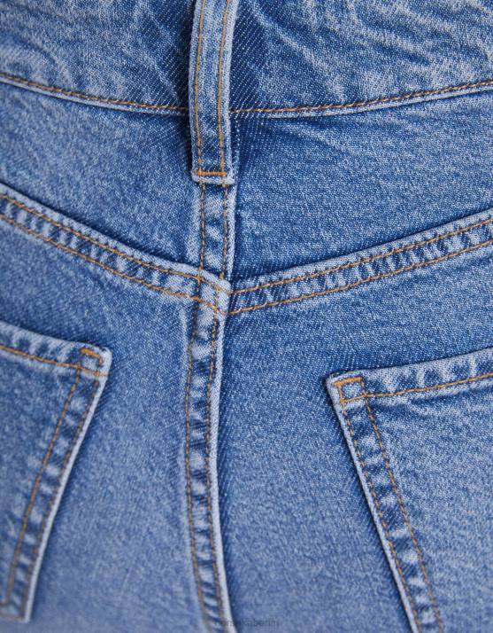 Blau Bershka unisex verkürzte, ausgestellte Jeans H00J3924