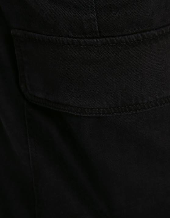 Schwarz Bershka unisex Gerade geschnittene Cargo-Jeans H00J3991