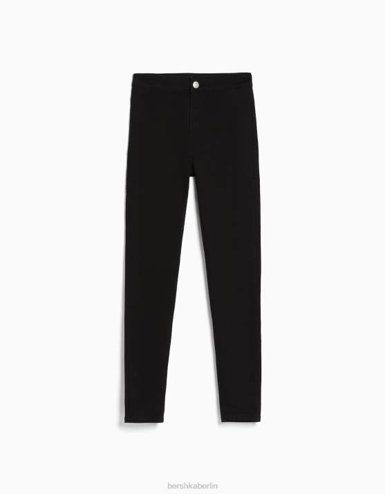 Schwarz Bershka unisex Jeans-Leggings mit superhohem Bund H00J3936