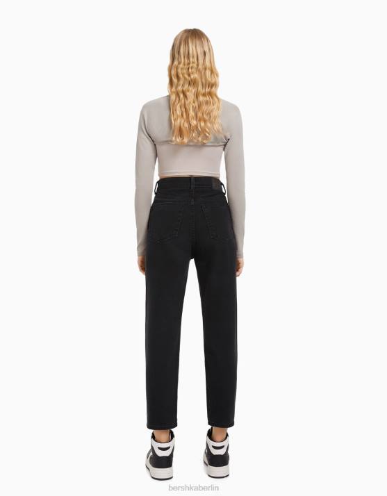 Schwarz Bershka unisex Mom-Jeans H00J3939
