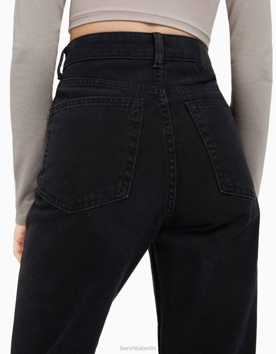 Schwarz Bershka unisex Mom-Jeans H00J3939