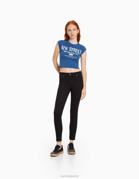 Schwarz Bershka unisex Push-up-Röhrenjeans H00J3972