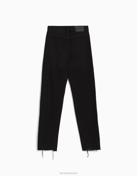 Schwarz Bershka unisex Zerrissene Mom-Jeans H00J3952