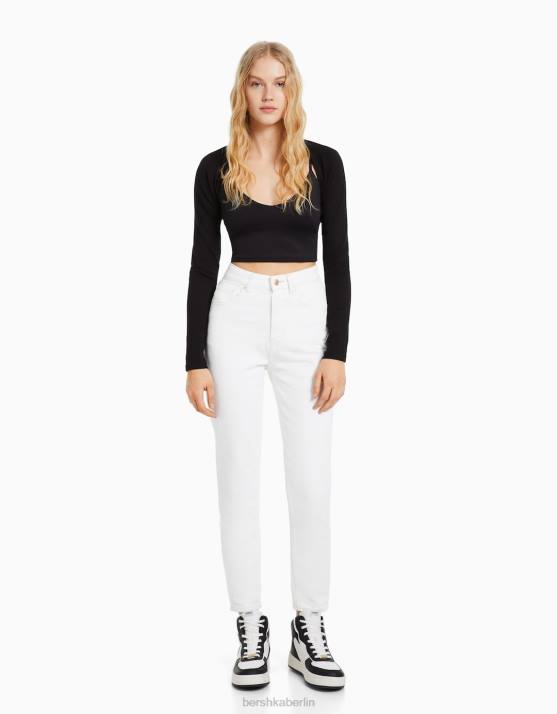 Weiss Bershka unisex Mom-Jeans H00J3940
