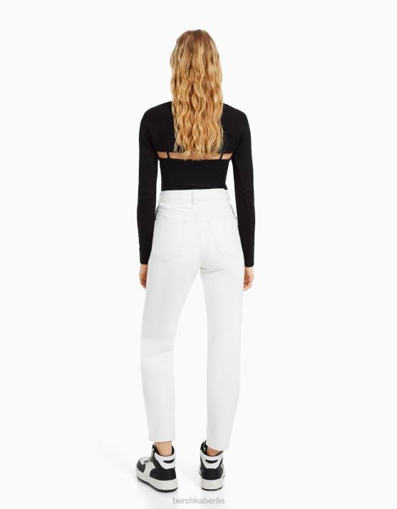 Weiss Bershka unisex Mom-Jeans H00J3940