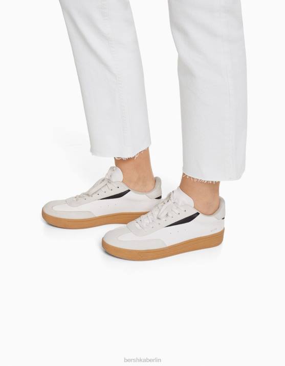 Weiss Bershka unisex verkürzte, ausgestellte Jeans H00J3923